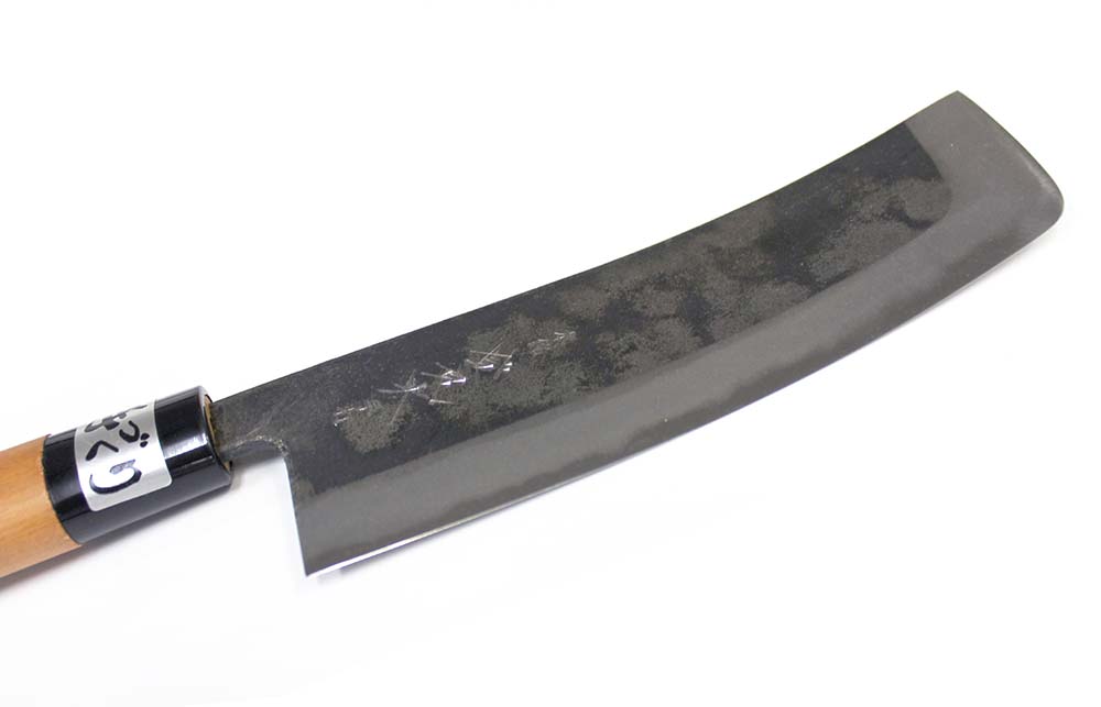 登良夫 白紙鋼 三枚打黒打 キャベツ切包丁 曲 150mm | 七福ツール