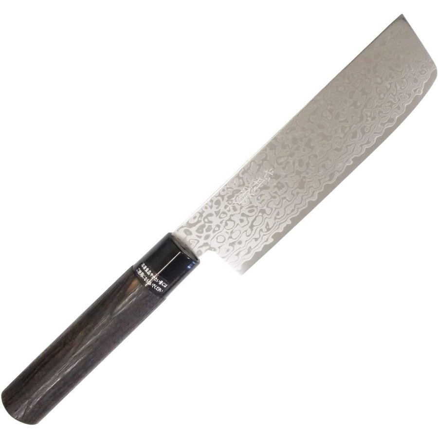 光月作 薄刃包丁 165mm 栗材焼柄 ZA18 69層ダマスカス | 七福ツール 光月作 薄刃包丁 165mm 栗材焼柄 ZA18 69層ダマスカス | 七福ツール
